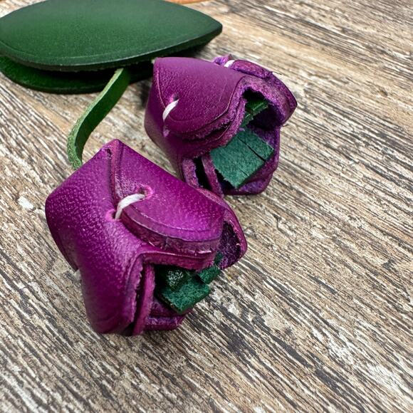 Genuine Leather Tulip Bag Charm Purple Tulip Spring Flowers Leather Charm - Picture 5 of 8